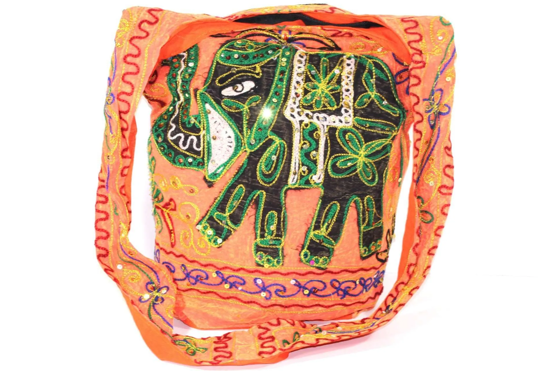Saffron Colorful Elephant Sling Jhola Bag