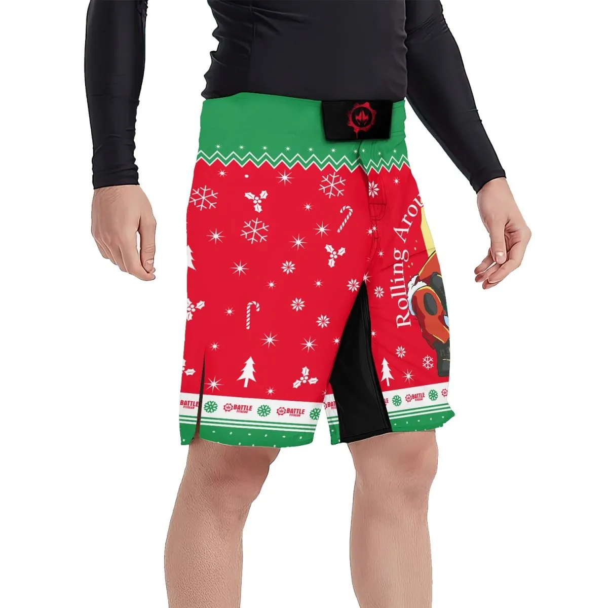 Santa Rolling Around Christmas Fight Shorts