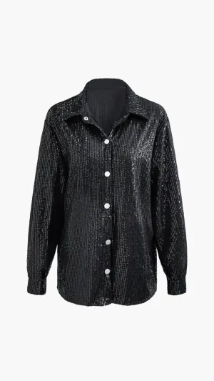 Sequin Black Shirt – Glamour Meets Elegance Sequin Black Shirt – Glamour Meets Elegance