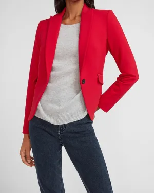 Soft & Sleek Peak Lapel One Button Blazer in Kodak Red