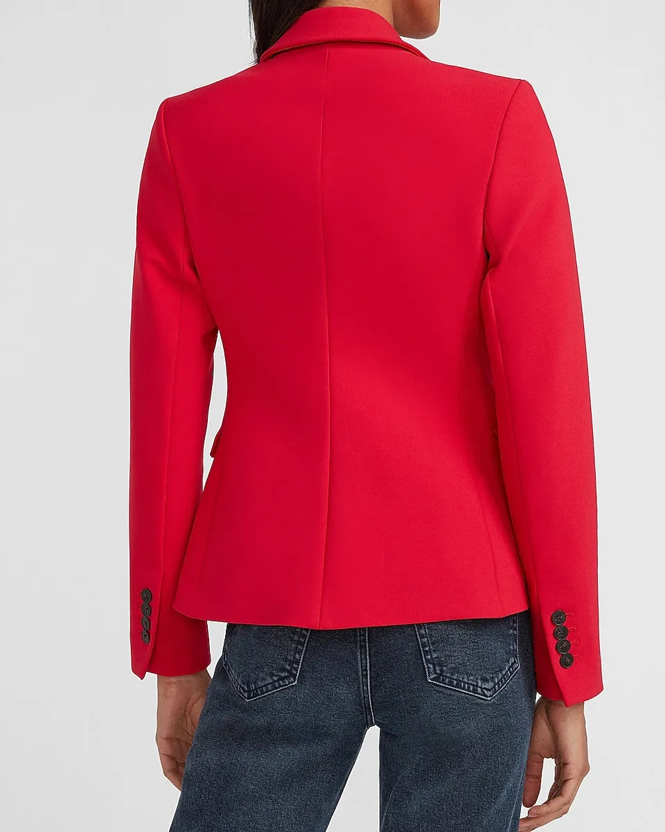 Soft & Sleek Peak Lapel One Button Blazer in Kodak Red