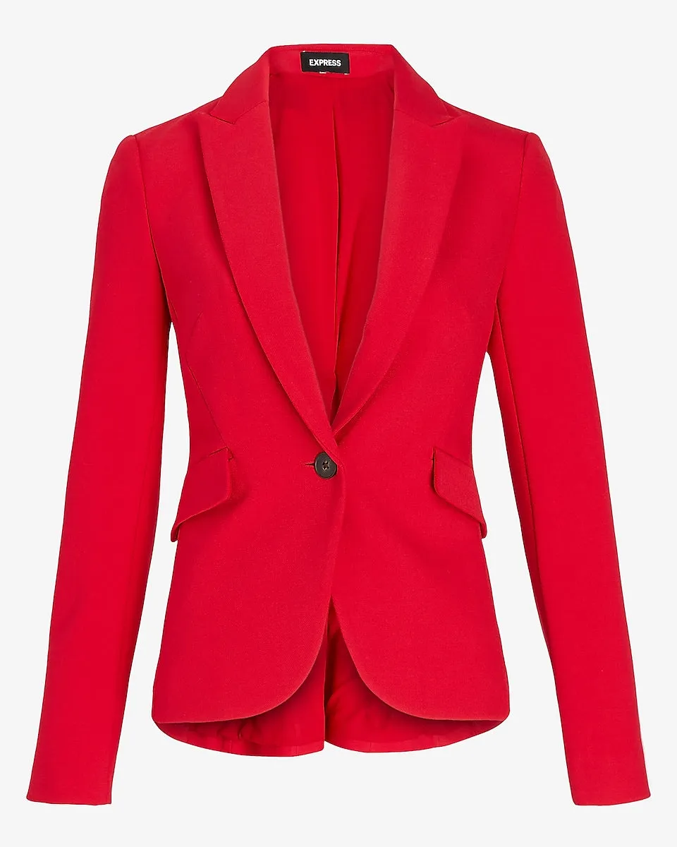 Soft & Sleek Peak Lapel One Button Blazer in Kodak Red