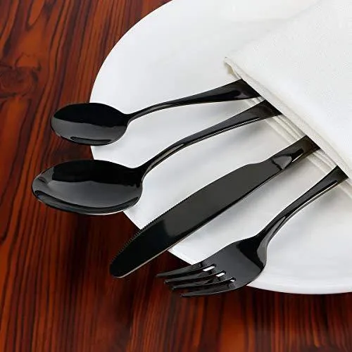 STAR WORK Restaurant Home Hotel Matte Set, Satin Finish Stainless Steel Flatware Set, Tableware Cutlery Set Utensils for Kitchens, Dishwasher Safe [Dinner Fork-Tea Spoon-Salad Spoon-Knife] (Set of 4)