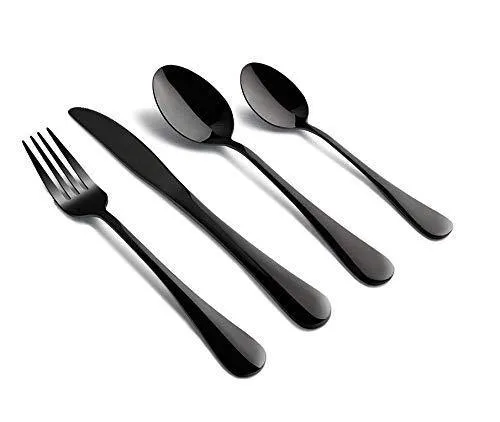 STAR WORK Restaurant Home Hotel Matte Set, Satin Finish Stainless Steel Flatware Set, Tableware Cutlery Set Utensils for Kitchens, Dishwasher Safe [Dinner Fork-Tea Spoon-Salad Spoon-Knife] (Set of 4)