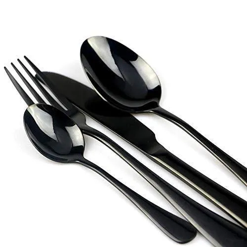 STAR WORK Restaurant Home Hotel Matte Set, Satin Finish Stainless Steel Flatware Set, Tableware Cutlery Set Utensils for Kitchens, Dishwasher Safe [Dinner Fork-Tea Spoon-Salad Spoon-Knife] (Set of 4)