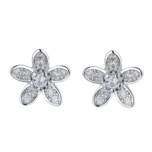 Sterling Silver Flower Stud Earrings with Swarovski Crystal Sterling Silver Flower Stud Earrings with Swarovski Crystal