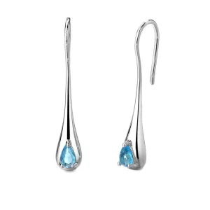 Sterling Silver Sapphire Water Drop Earrings Sterling Silver Sapphire Water Drop Earrings