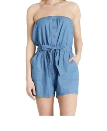 Strapless Denim Romper
