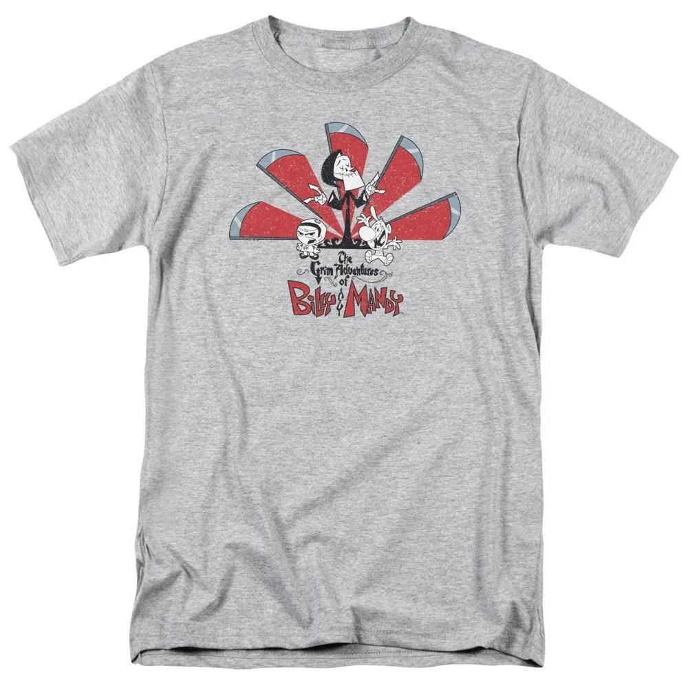The Grim Adventures of Billy & Mandy Grim Cast  & Logo Adult Heather T-Shirt