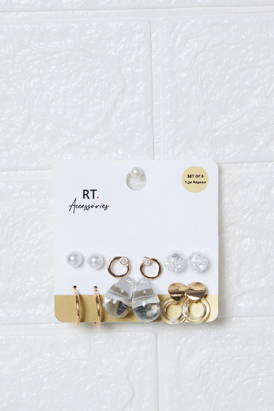 Women Gold Embellished Earring (6 Pairs)